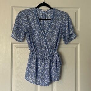 Blue Floral Blouse